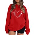 thumbnail image 1 of Gibobby Sudadera con forro polar Mujer Camisa deportiva informal de manga larga para mujer, cuello redondo, estampado de patrón de corazón, holgada, a la moda y (Rojo, XL), 1 of 3