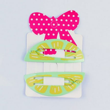 Girl Design Snap - Fancyleo 2 Pairs Hair Clips Barrettes Fruit Pattern Metal Snap Hair Pins Cartoon Design Hairpins for Girls Hair Accessories