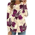 thumbnail image 2 of Women's Casual Long Sleeve Round Neck Printed T Shirt Fashionable Loose Top for Fall Autumn, 2 of 8