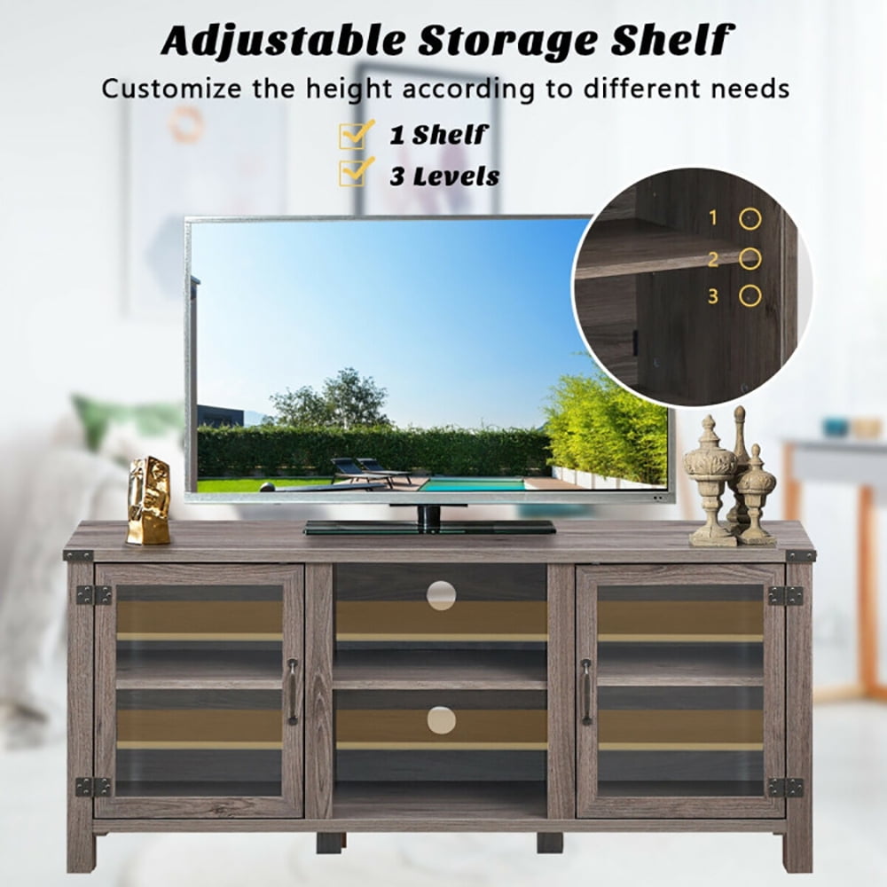 Finihen TV Stand, TV Cabinet, TV Stand Entertainment Center for TVs up to 65 Inch with Storage Cabinets, Media Entertainment Center with Storage, for Living Room, Bedroom, Gray