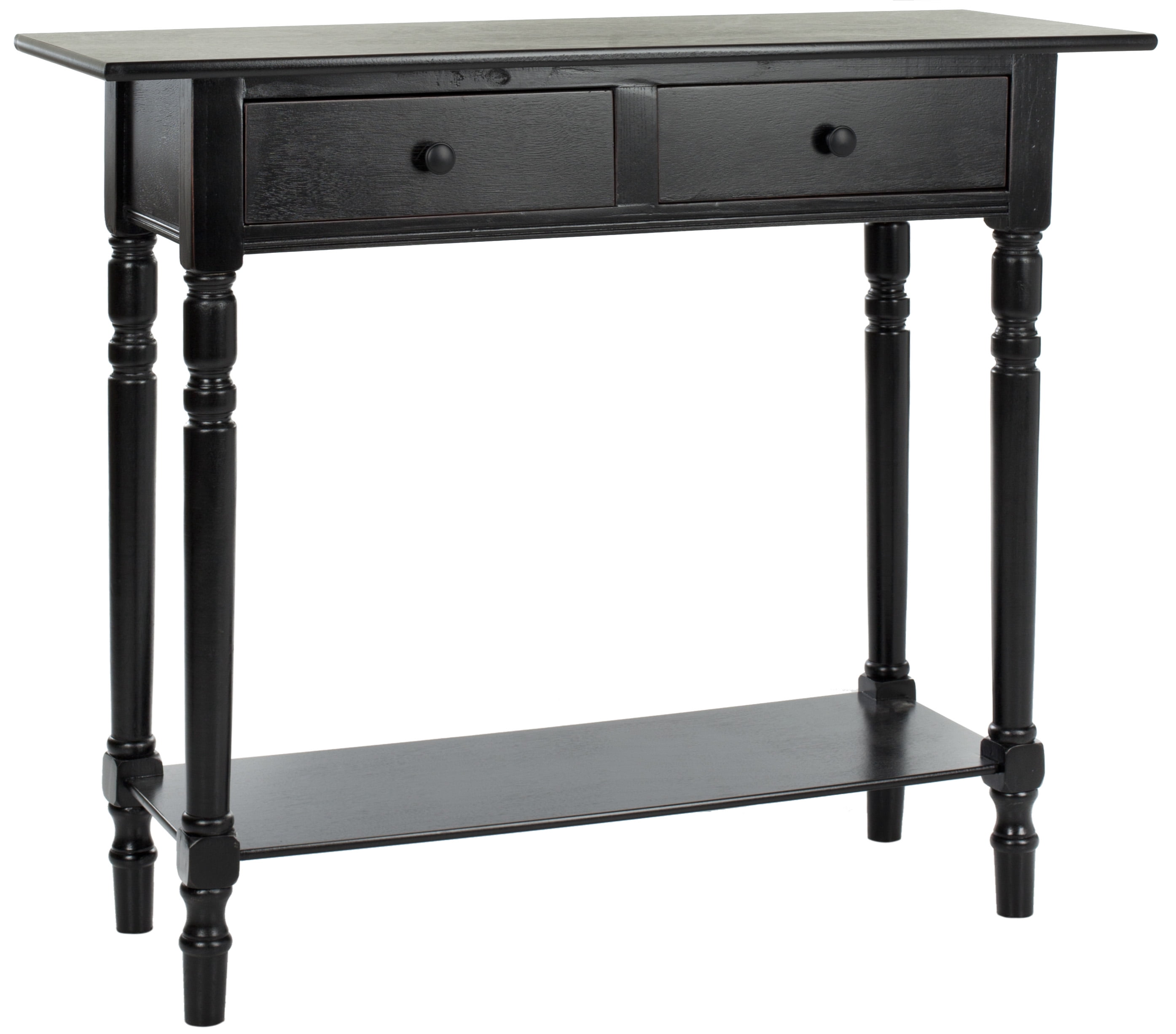 SAFAVIEH Rosemary Solid Contemporary 2 Drawer Console with Shelf, Distressed Black