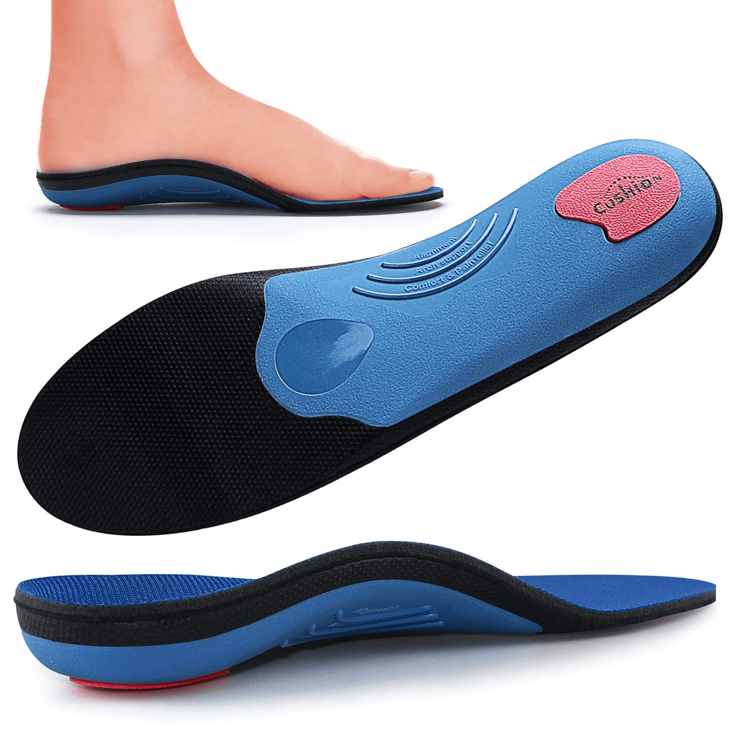 Full length Orthotic Insoles Orthopedic Functional Foam Pads for Women&Men Superior Cushioning Shoe Inserts for Relief Flat Feet 