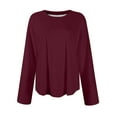 thumbnail image 7 of Basic T Shirts for Women Women's Fashion Solid Color Round Neck Long Sleeve T-shirt Casual Autumn Tops, 7 of 7