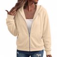 thumbnail image 3 of UDAUDU Zip Up Hoodie Women Fleece Jacket Comfort Oversized Sweatshirt Cozy Hooded Sweatshirt 2026 Fall Fashion Coats with Pockets Khaki S, 3 of 6