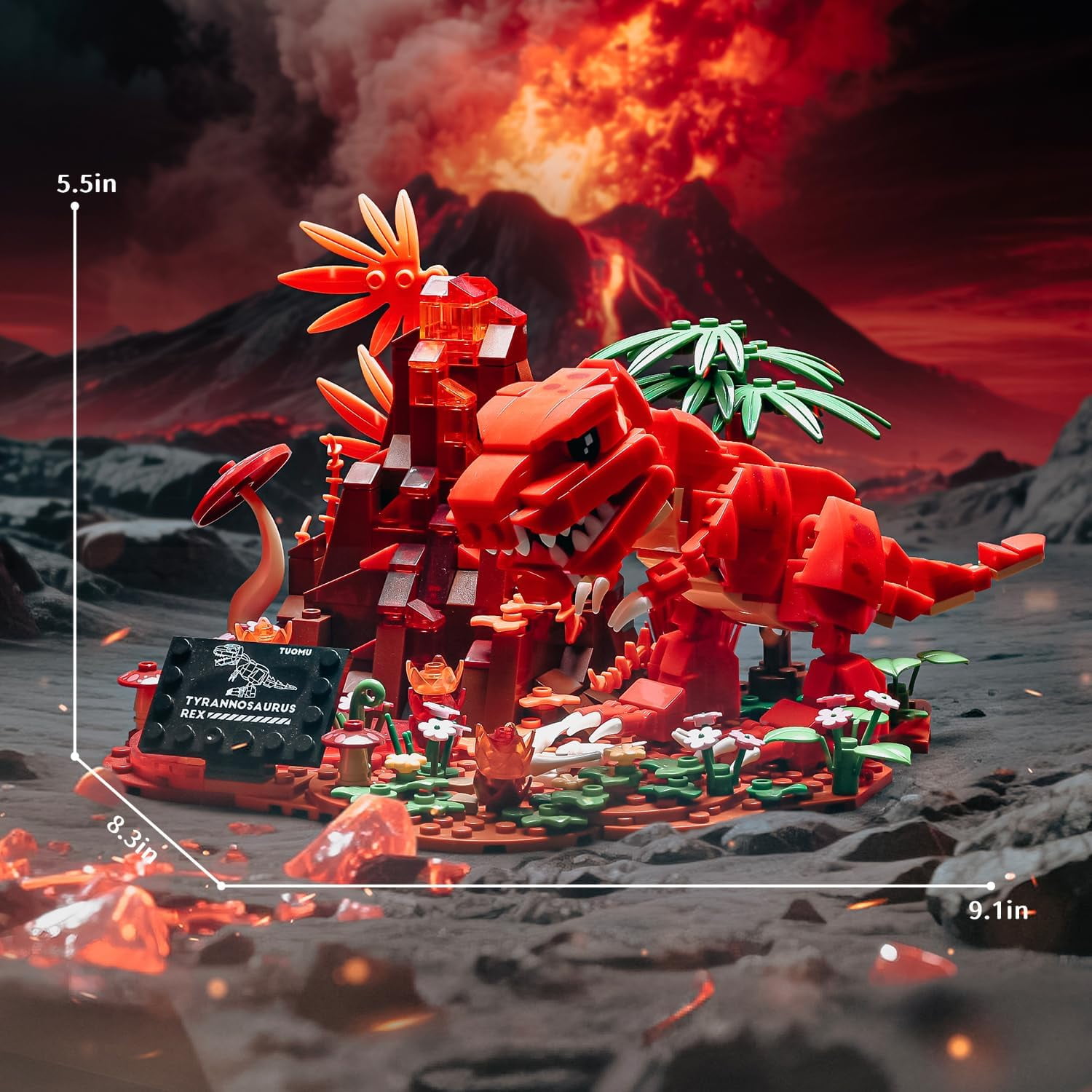 Dinosaur World Building Block Set,T.Rex Dinosaur Park Sets T.rex and Volcano Scene Building Sets,Home or Office Décor Sets for Boys 8-14(559pcs