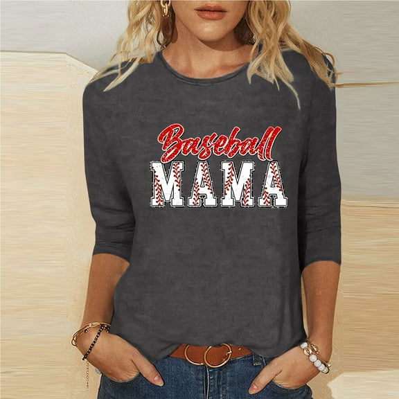 Baikeli Womens Clothes Clearance Sale Mothers Day Shirts for Women 2024 Summer Casual Tops O-Neck Shirts 3/4 Sleeve Tee Loose Letter Printed Blouses Summer Womens Tops