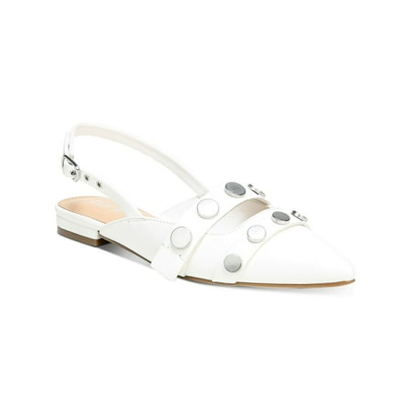 

BAR III Womens White Studded Padded Josee Pointed Toe Block Heel Buckle Mules 8 M