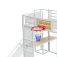 thumbnail image 5 of Full Size Solid and Stable Metal Loft Bed with Built-In Desk, Open Wardrobe, Basketball Hoop, Slide and Staircase (White), 5 of 12