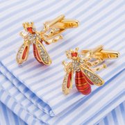 Longcreek Bee Cufflinks for Men, Crystal Bumblebee Cufflinks, Hornet Wasp Bee Cuff Links, Honey Bee Shirt Tuxedo Cufflinks, Punk Animal Bee Cufflinks French Cufflinks, Party Wedding Cufflinks
