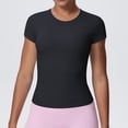 thumbnail image 3 of Lmnyox Women's Athletic Shirts Slim Stretchy Workout Tops Lightweight Breathable Short Sleeve V Neck Sport Tee Shirt, 3 of 9