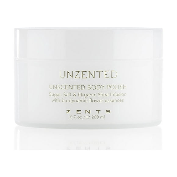 ZENTS Body Polish exfoliante corporal con sal y azúcar con manteca de karité orgánica sin fragancia para pieles sensibles 6.7 oz