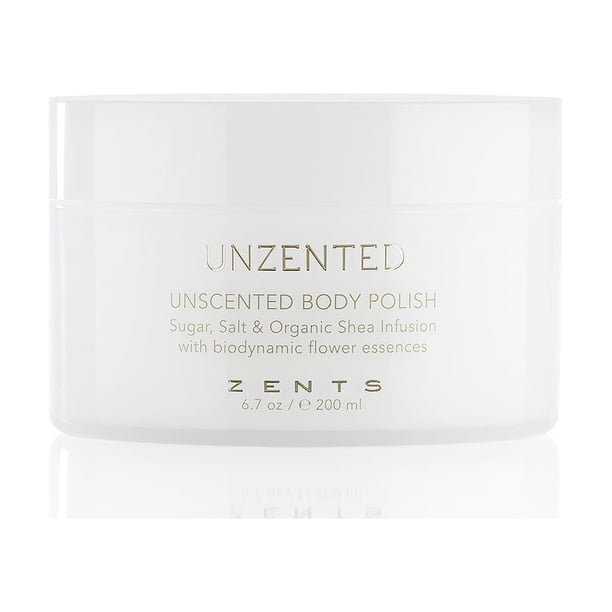 ZENTS Body Polish exfoliante corporal con sal y azúcar con manteca de karité orgánica sin fragancia para pieles sensibles 6.7 oz