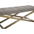 thumbnail image 4 of Benjara Cid Shia 47" Accent Bench- Tufted Gray- X Shape Brushed Brass Legs, 4 of 6