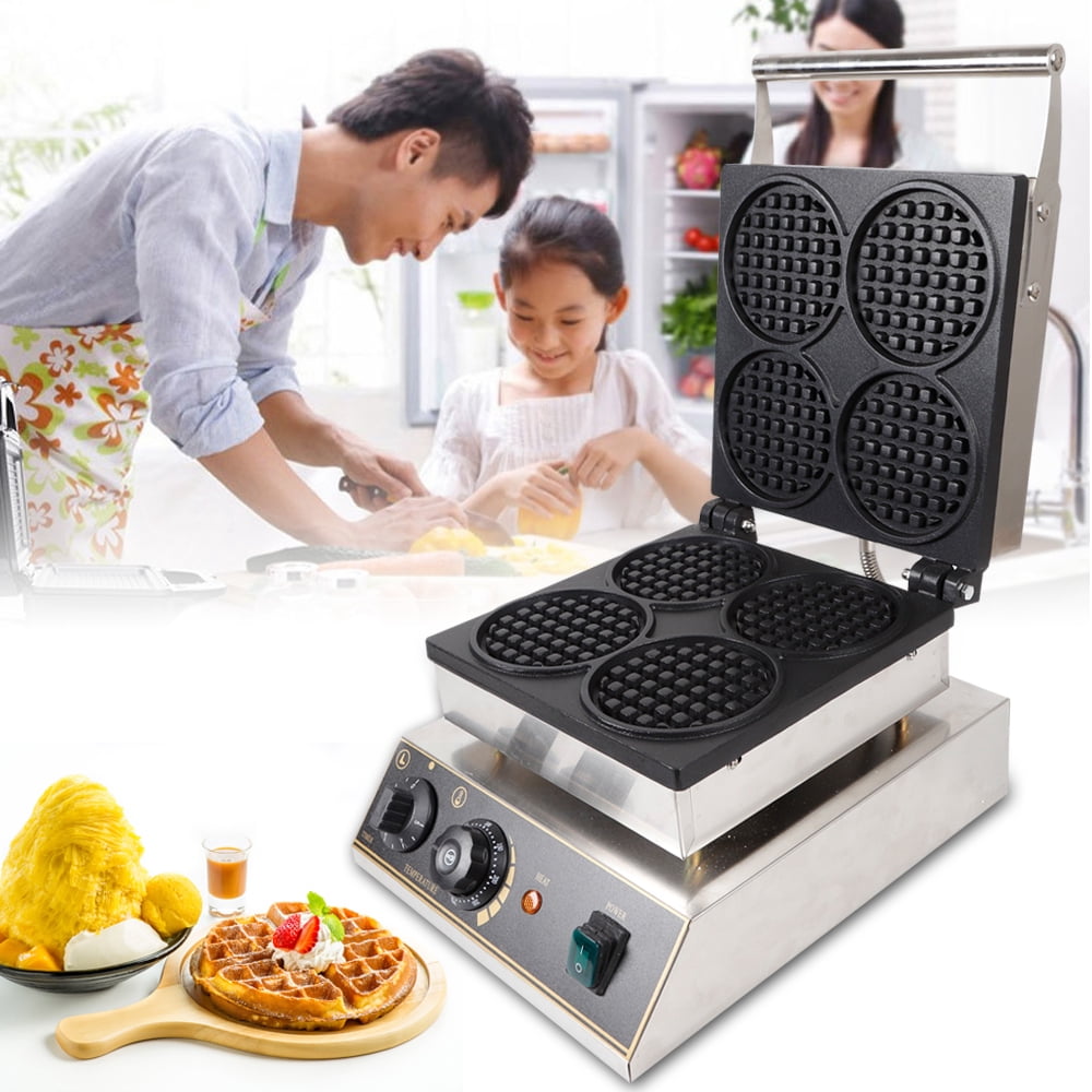 Vintoro 1750W 110V Commercial Electric Waffle Maker, Stainless Steel Non-stick Waffle Machine, 50-300℃