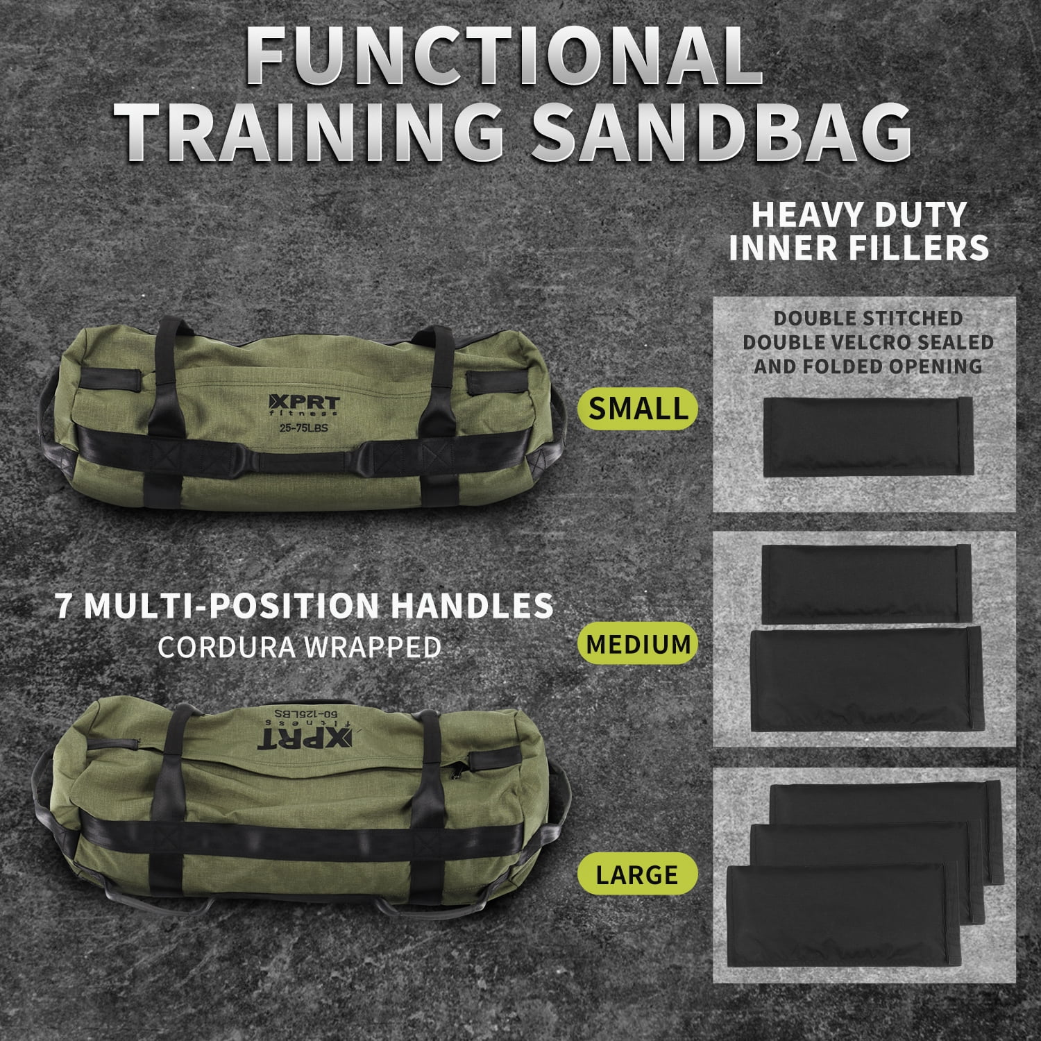 XPRT Fitness Army Green Workout Sandbag Size S
