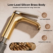 JOMOO Waterfall Bathroom Faucet, Spin-Lock Quick Install, Low-Lead Brass, Pop-Up Drain Included, Chrome