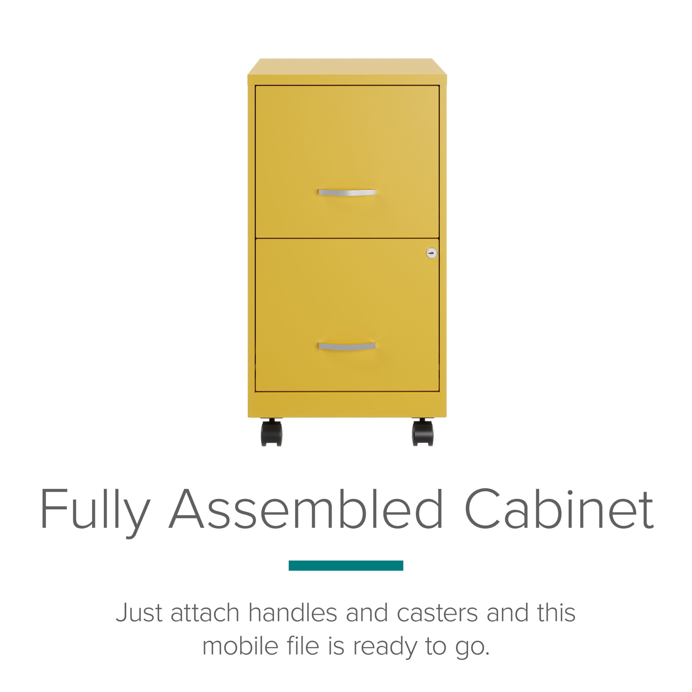 Space Solutions 18" Deep 2 Drawer Mobile Letter Width Vertical File Cabinet, Yellow