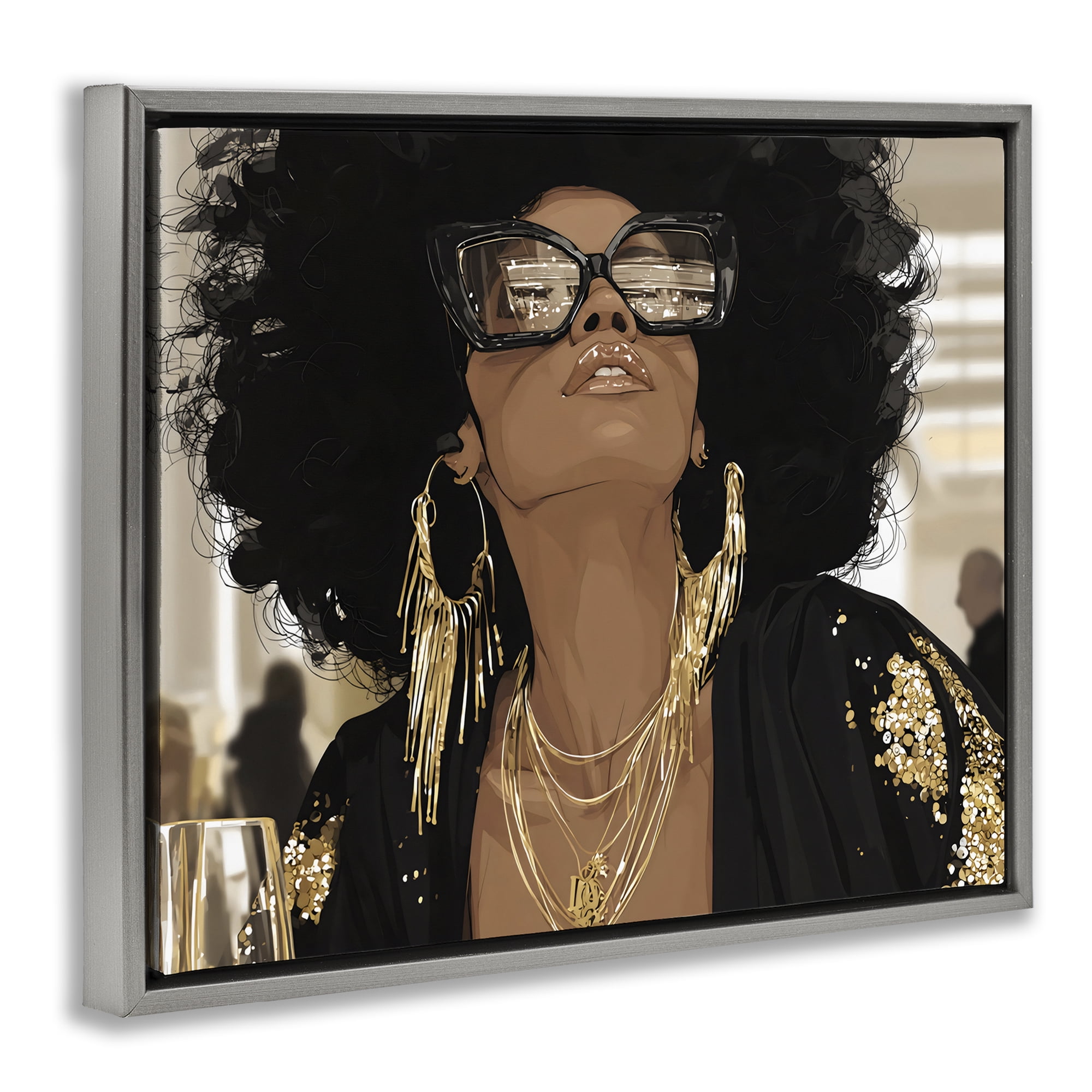 Stupell Industries Full Of Confidence Beautiful Woman Gray Framed Floater Canvas Wall Art, design by Franklyn Gregory