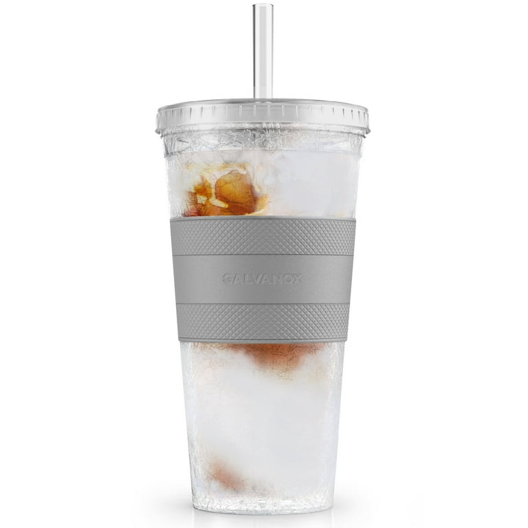 Galvanox Iced Coffee Cup with Lid and Straw, 20oz Reusable Insulated  Freezer Tumbler with Sleeve (Grey) 