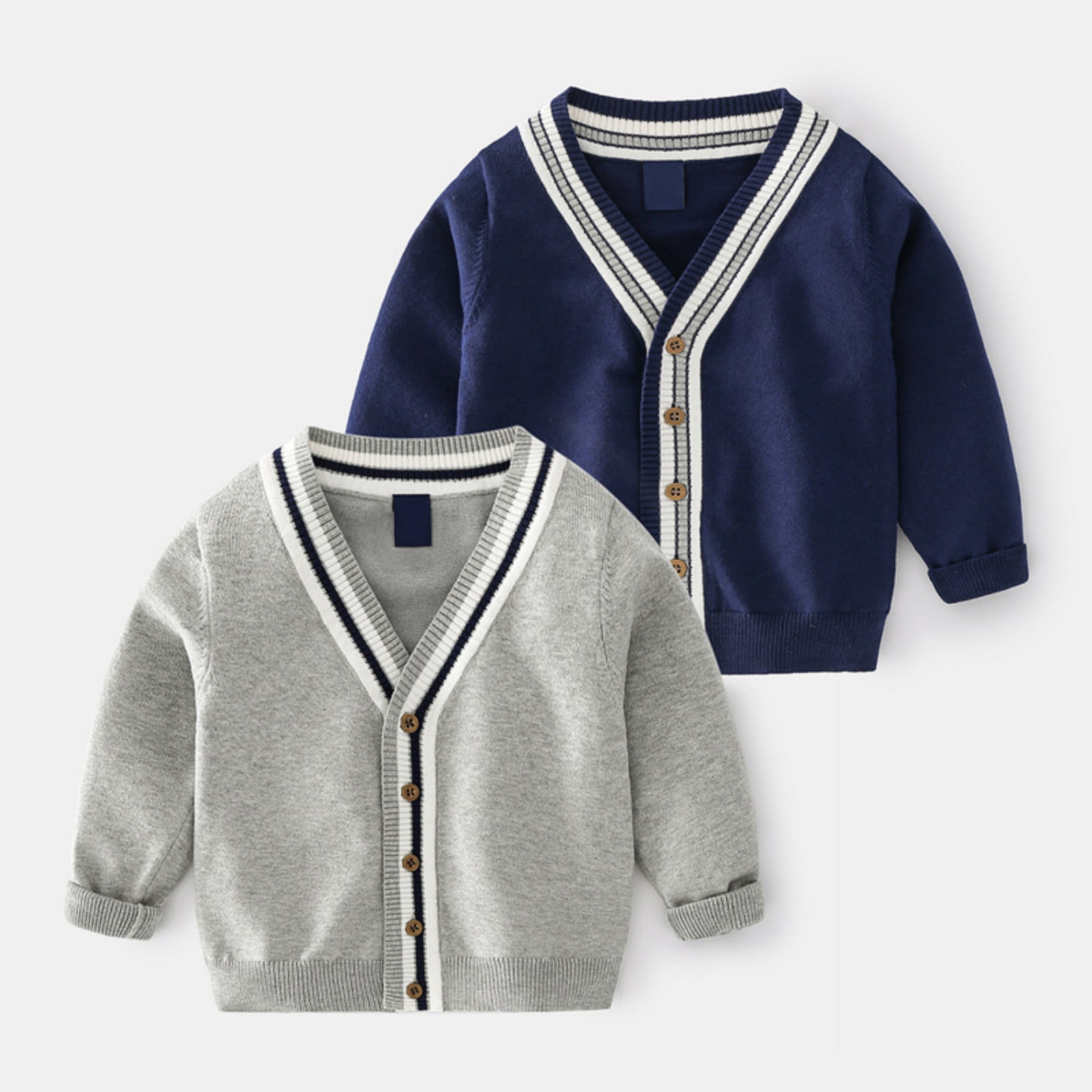 Toddler Boys Cardigan Sweater V-Neck Long Sleeve Button Closure