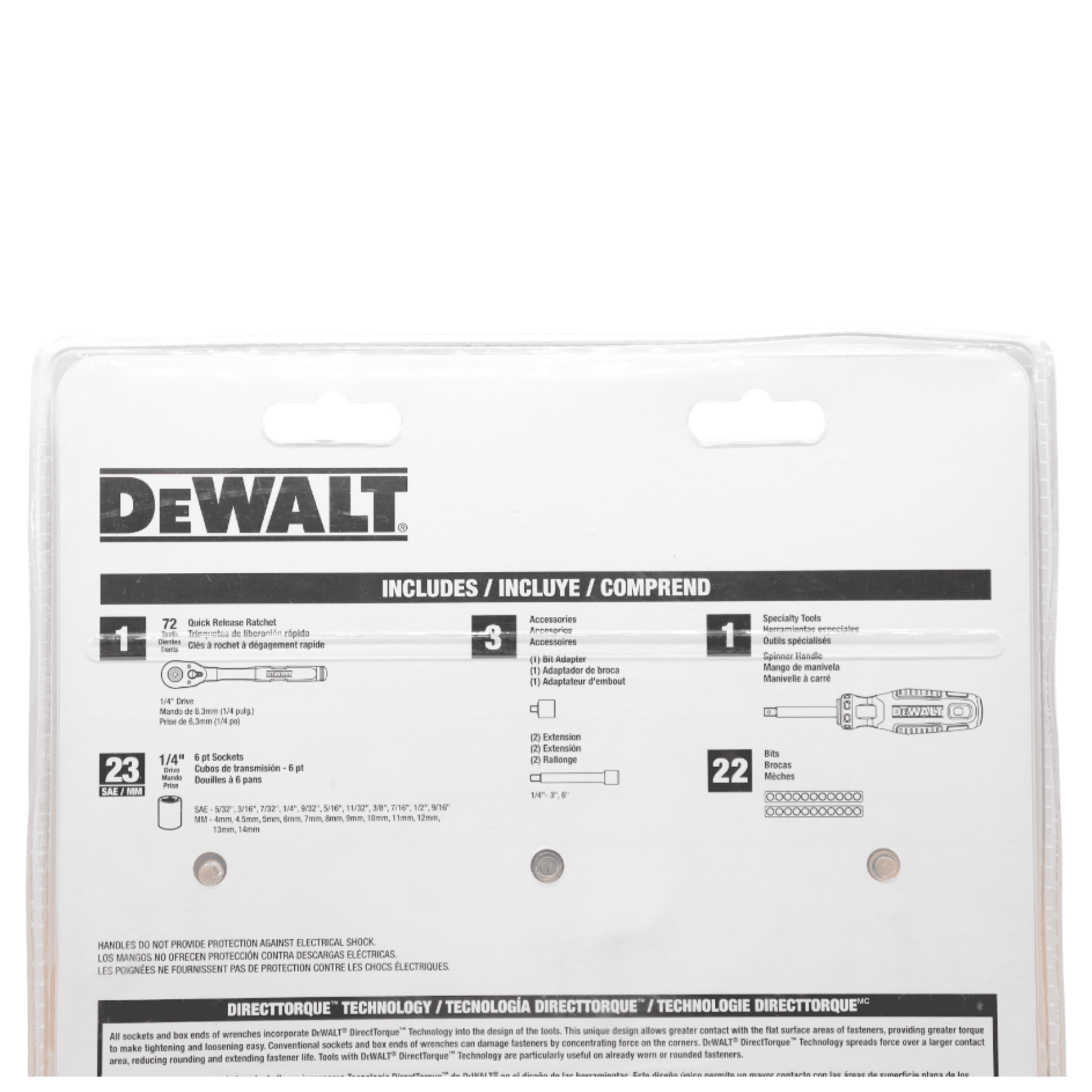 DEWALT DWMT45422 1/4" Drive 50-Piece Mechanics Tool Set - SAE & Metric, Cr-V Steel, Compact Case - Socket, Bit & Accessory Kit for Auto, Bike & Home Repair