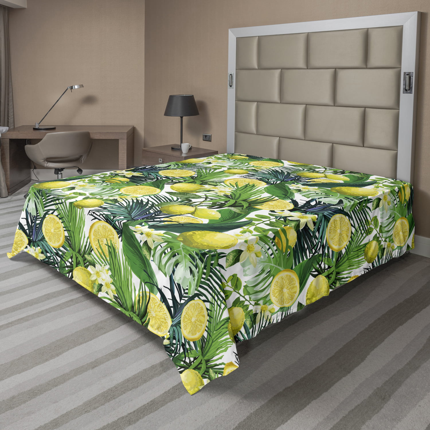 semester Tirannie Verfijning Nature Flat Sheet, Tropical Plants with Large Evergreen Leaf Lemon Botany  Palm Jungle Graphic, Soft Comfortable Top Sheet Decorative Bedding 1 Piece,  6 Sizes, Yellow Forest Green, by Ambesonne - Walmart.com