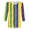 thumbnail image 5 of Feancey Deal of The Day 3/4 Sleeve Tops for Women 2025 Trendy Mardi Gras Shirt Novelty Mask Print Graphic Tees Loose Crewneck Carnival Themed T-Shirts Parade Blouse Multicolor 3XL, 5 of 6