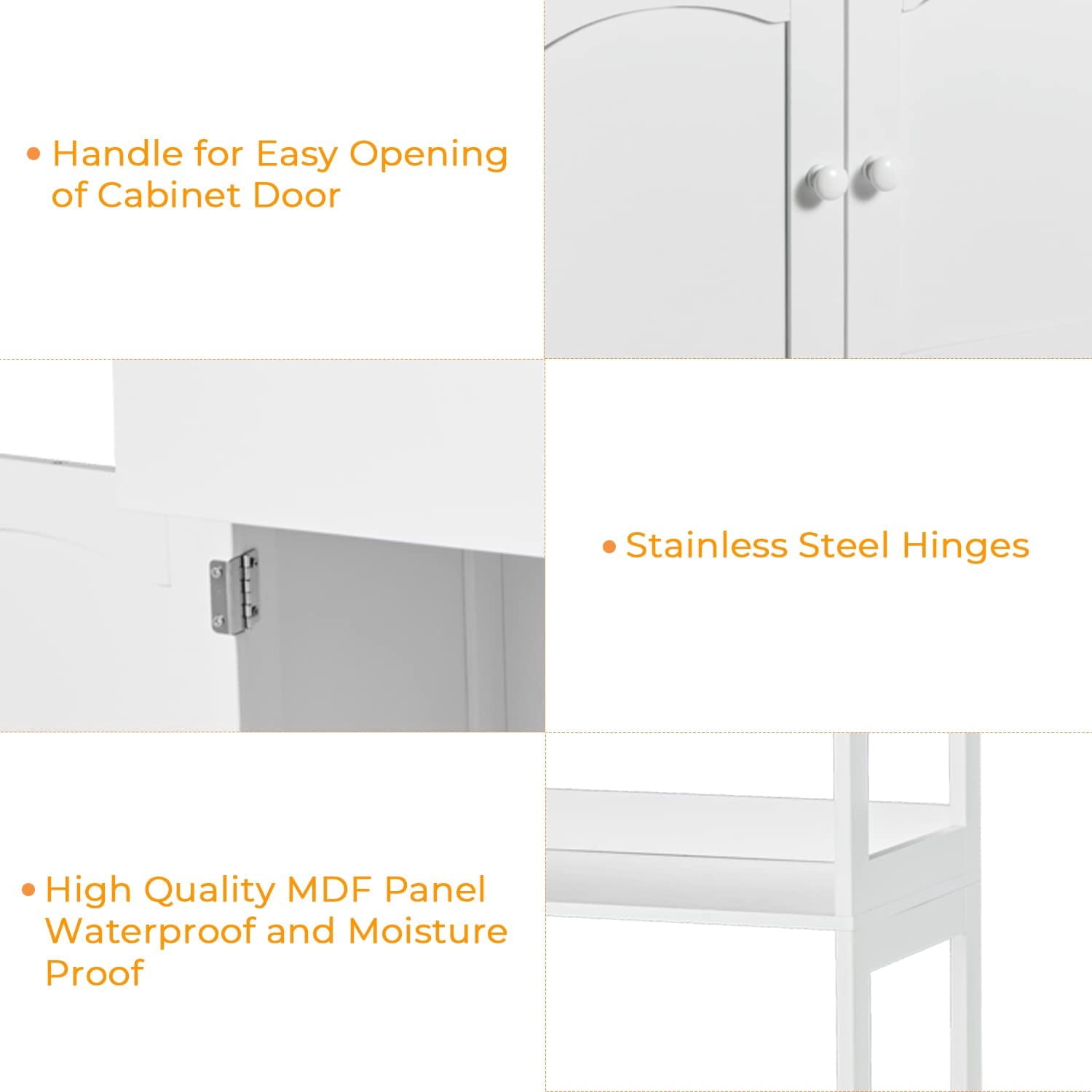Tall Kitchen Pantry Cabinets with Microwave Shelf & Drawer, Bathroom Storage Cabinet/Sideboard Storage Cabinet for Home Office, White