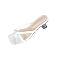 thumbnail image 2 of PiGOGI Women's High Heel Flip Flops Thin Strap Open Toe Crystal Heel Non-Slip Comfortable Party Sandals Plus Size White 5.5, 2 of 9