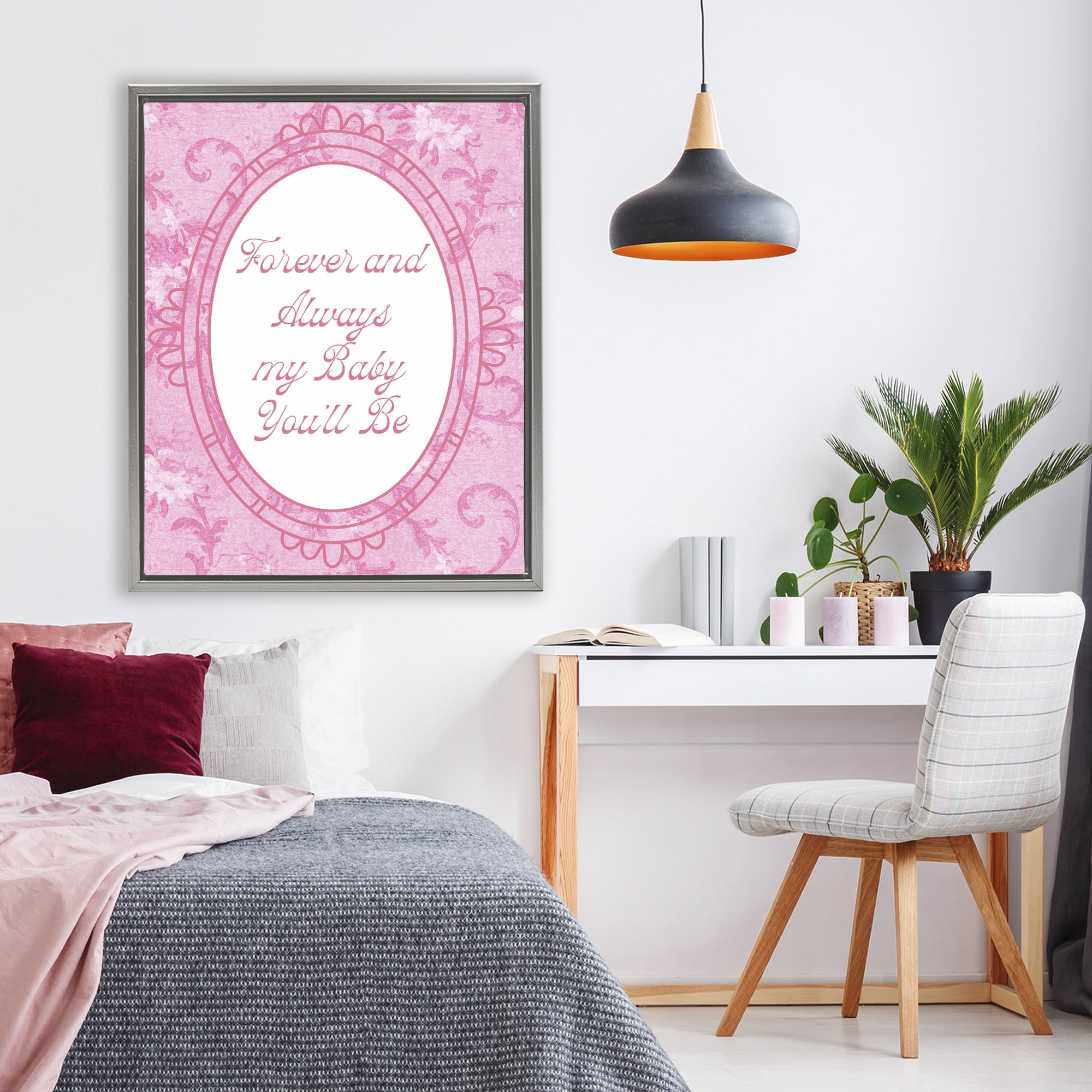 Stupell Industries Forever & Always My Baby Gray Framed Floater Canvas Wall Art, design by Lil' Rue