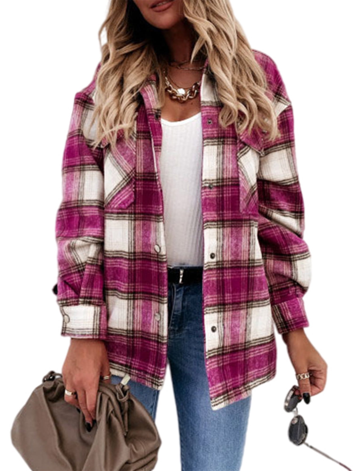 Eoeth Fashion Womens Casual Cardigan Lapel Plaid Long Sleeves T-Shirt Blouse Tops Loose Wild Button Outwear Coat Shirts Eoeth Fashion Womens Casual Cardigan Lapel Plaid Long Sleeves T-Shirt Blouse Tops Loose Wild Button Outwear Coat Shirts