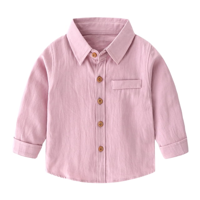 T-shirts Garçons Manches Longues Décontracté Polo Uni Violet 3-4 Ans