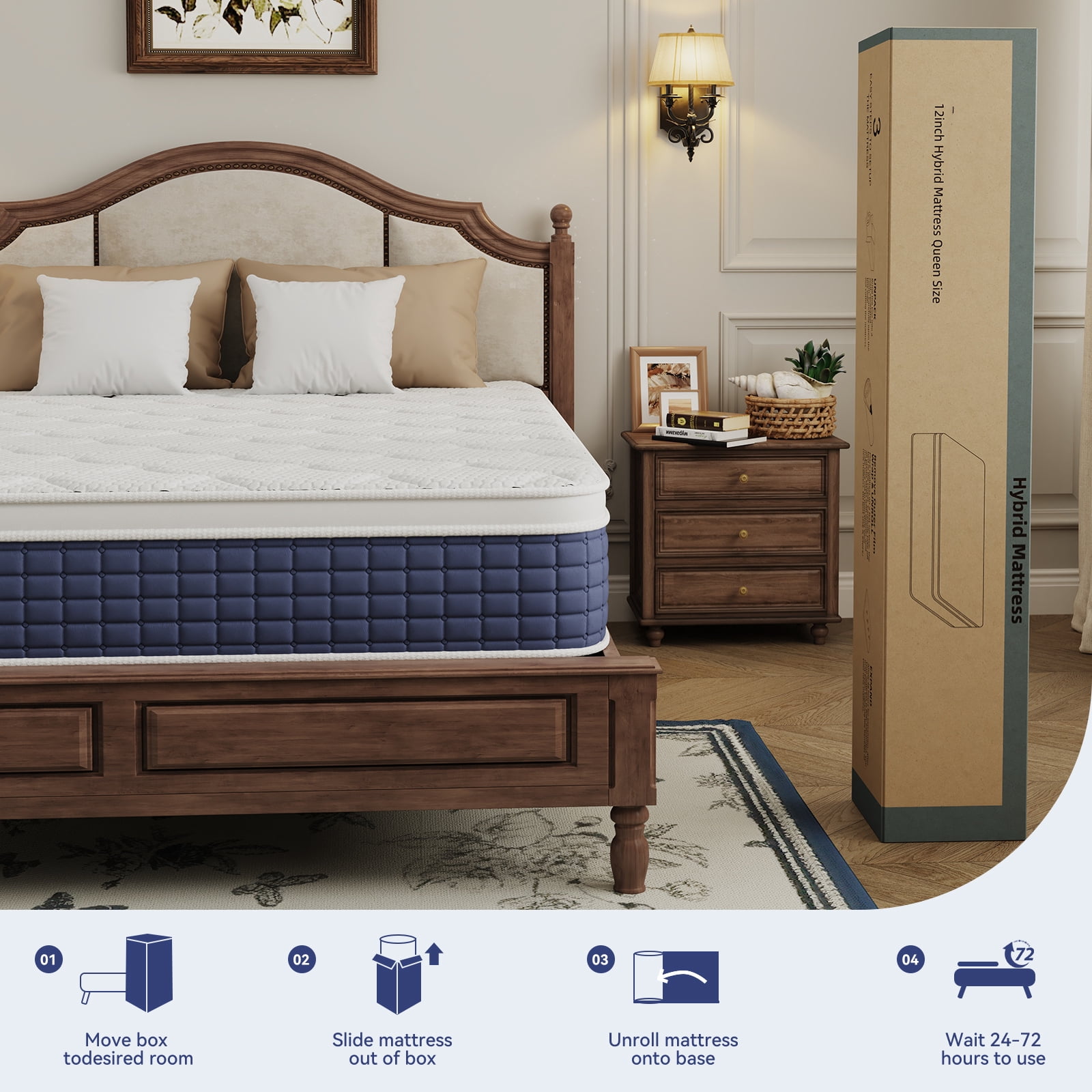 Sailvan 12in Full Size Mattress, Midium Firm Mattress Full in a Box, Memory Foam Hybrid Mattress with Motion Isolation & CertiPUR-US