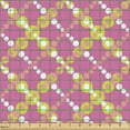 thumbnail image 2 of Geometric Fabric by the Yard, Diagonal Motif from Colorful Big and Small Dots on Pink Background, Decorative Upholstery Fabric for Sofas and Home Accents, Pink White Apple Green by Ambesonne, 2 of 5