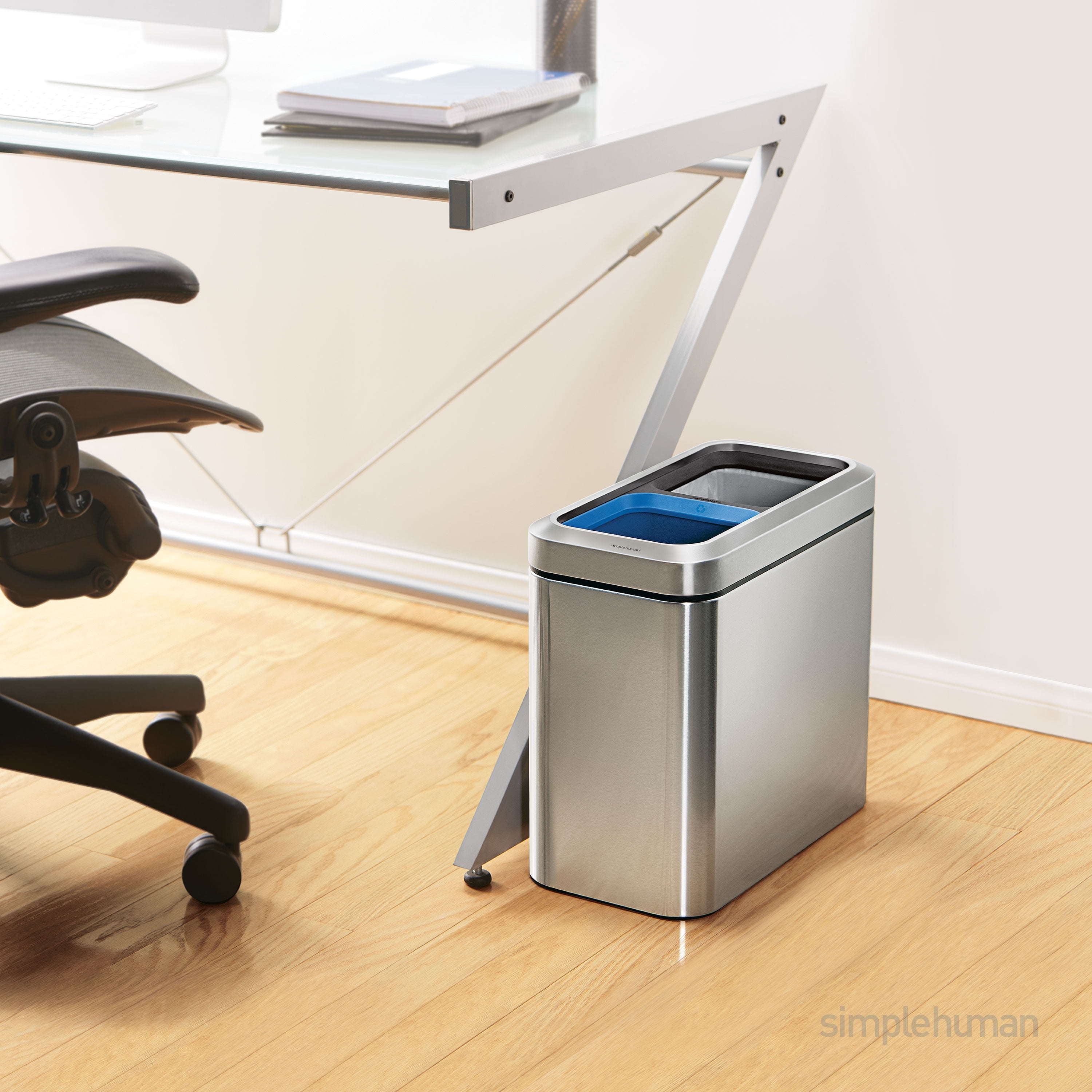 Simplehuman Modern Trash Can Has Auto-Opening Sensor and Holds Extra Bags  Inside Of It