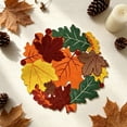 thumbnail image 6 of Naittoop Farmhouse Thanksgiving Fall Leaves Round Placemats 15in for Embroidered Autumn Cutout Harvest Placemats, Rustic Maple Leaves Tabletop Decoration for Home Kitchen Dining A, 6 of 8