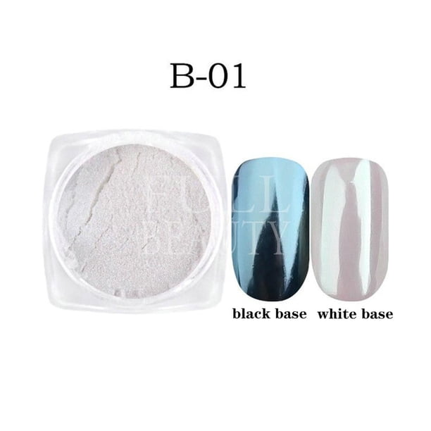 Uñas blancas perladas, purpurina Aurora, amarillo, rosa, cromo, polvos de luz de luna, concha de Fritillary, pigmento tipo espejo, decoración de uñas en polvo # Y459