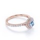 thumbnail image 3 of JeenMata Anillo de Compromiso con Diseño de Halo Doble de Aguamarina y Moissanita de Talla Brillante Redonda de 1 Quilate con Detalles Pavé en Baño de Oro Rosa de 18 K sobre Plata, 3 of 6