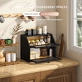 thumbnail image 4 of Bread Box for Kitchen Countertop Bin Double Layer Bread Box Storage Container Extra Large Capacity Farmhouse with Diamond Pattern Windows (Black, Large), 4 of 13