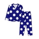thumbnail image 1 of Fotbe Navy And White Polka Dot Conjunto de Pijama de Manga Larga para Mujer con Estampado, Ropa de Dormir de 2 Piezas, Conjunto de Casa Suave y Cómodo con Bolsillos-Large, 1 of 7