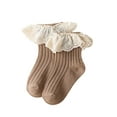 thumbnail image 1 of xiaxaixu Toddler Ribbed Sock Pair, Lacing Hem Elastic Cuff Middle Stockings, 1 of 7