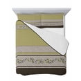thumbnail image 7 of Quilts Full Size Bedding Set, Sage Green Floral Lightweight Quilted Comforter, Modern Farmhouse Leaves Brown Striped Soft Reversible Bedspread Coverlet with Pillow Covers for All Season, 78" x 90", 7 of 7