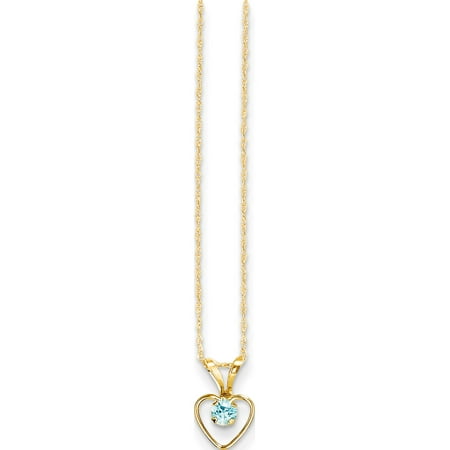 Leslies Fine Jewelry Designer 14K Yellow Gold Madi K 3mm Blue Zircon Heart Birthstone Necklace Pendant Gift