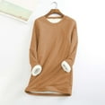thumbnail image 2 of oqasdz Womens Thermal Underwear Lined Sweatshirts Casual Crewneck Solid Color Pullover Long Sleeve Thermal Long Sweater Fall Winter Outdoor Dailywear, 2 of 5