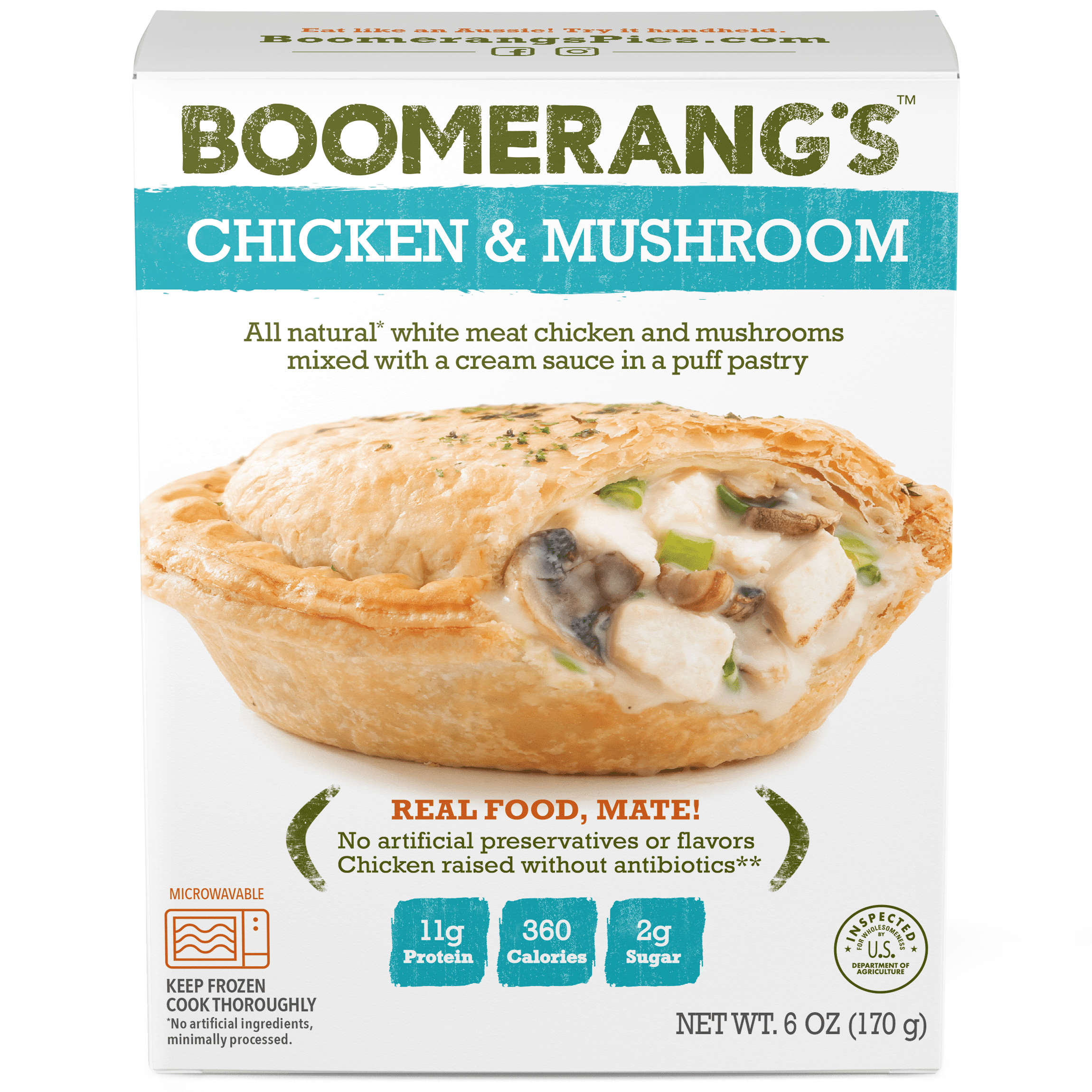 Boomerang S Chicken And Mushroom Pie 6 Oz Frozen Walmart Walmart 
