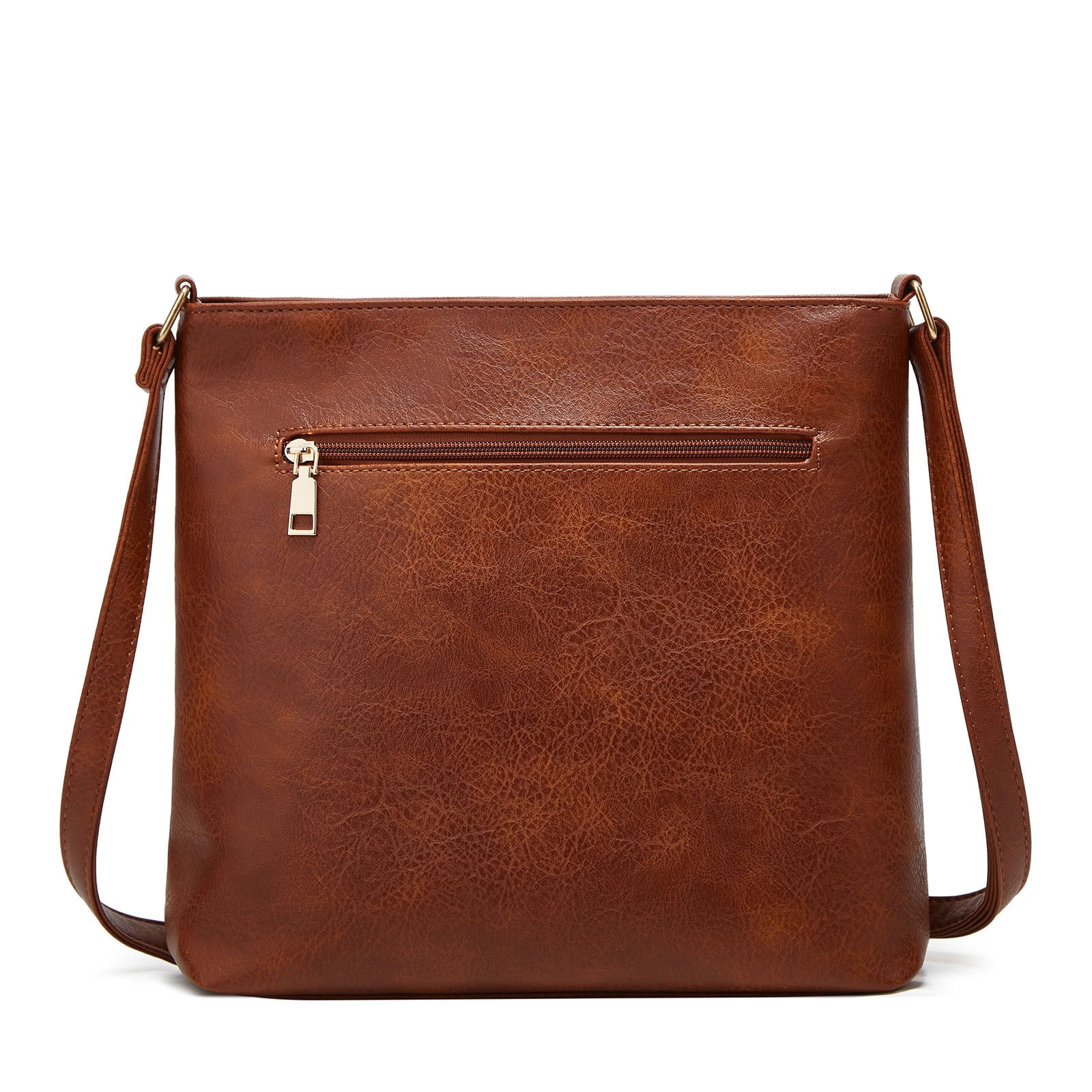 Mepaouo Vegan Leather Crossbody Bags for Women Shoulder Handbag Purse with Zipper Pockets(Brown)