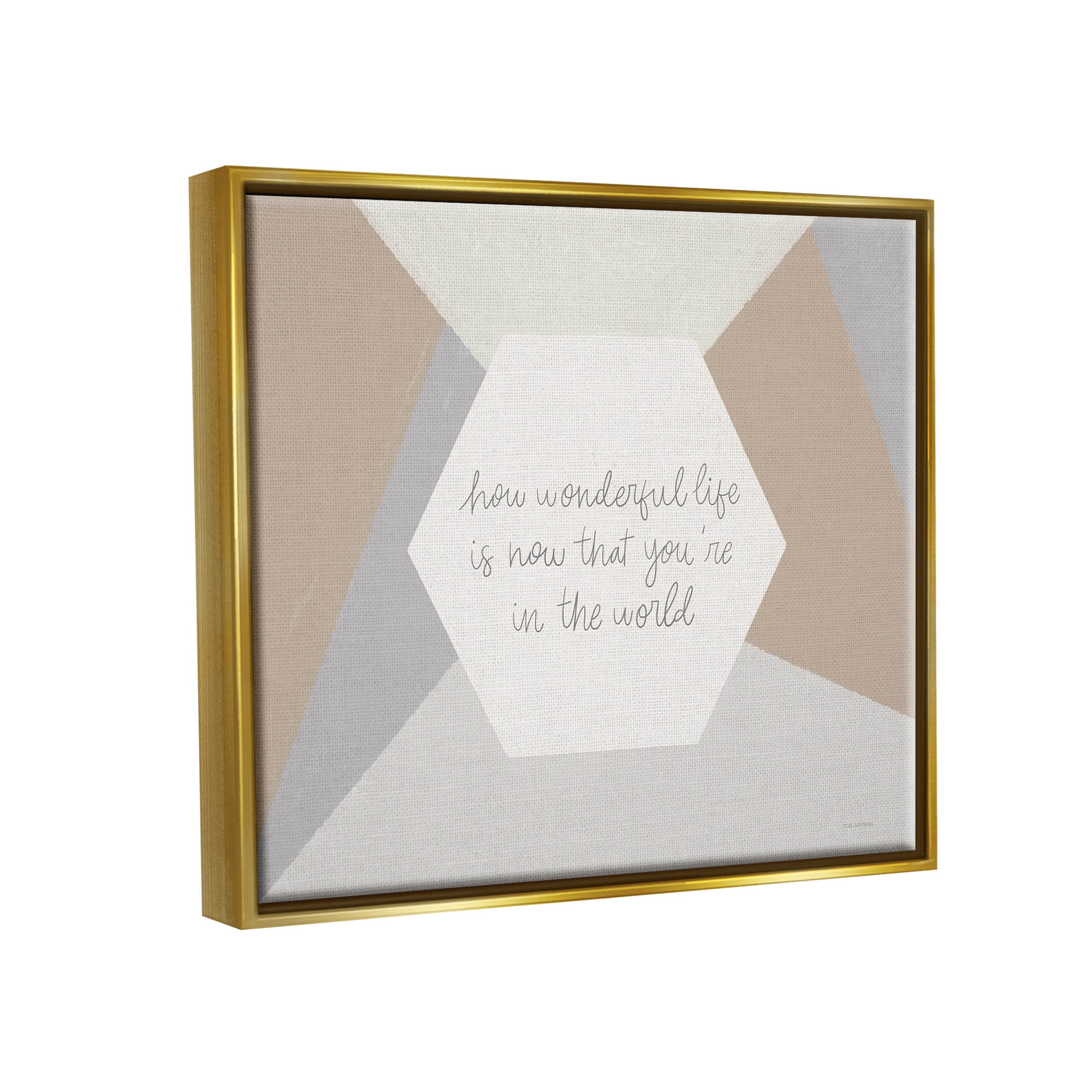 Stupell Industries How Wonderful Life Is Nursery Graphic Art Metallic Gold Floating Framed Canvas Print Wall Art, Design by Lady Louise Designs