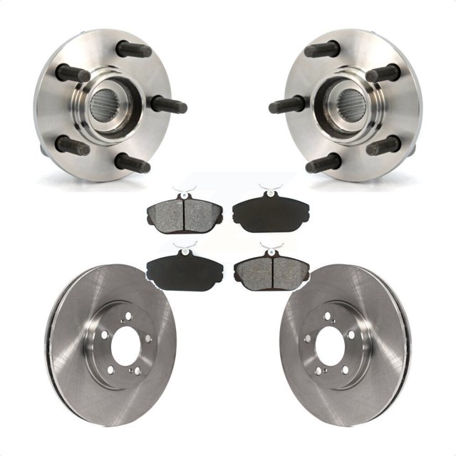 Transit Auto Front Hub Bearing Assembly Disc Brake Rotors and Semi-Metallic Pads Kit for Car 2001-2002 Ford Taurus with Police or Taxi Package KBB-105513