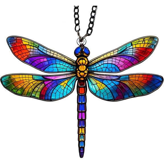 Stained Glass Window Dragonfly Ornament - with Suncatcher Effect for Indoor and Outdoor Decoration, Christmas Tree Ornament, Birthday for , Couples, and Moms