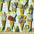 thumbnail image 2 of Ice Cream Upholstery Fabric by the Yard, Repetitive Summer Dessert Pattern with Colorful Fruity Scoops on Cones, Decorative Fabric for DIY and Home Accents, Multicolor by Ambesonne, 2 of 5